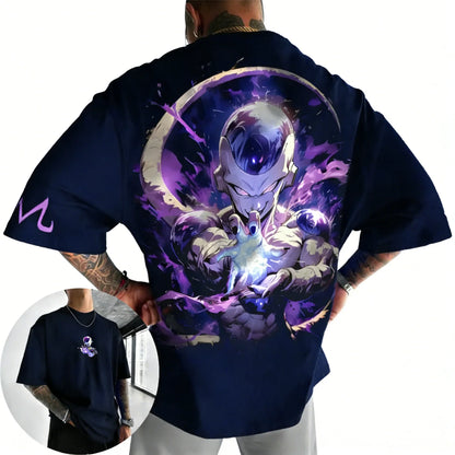 Anime Cotton T-shirt Summer New Frieza Printed Men's and Women's Trendy Versatile Loose Casual Short Sleeve Top
