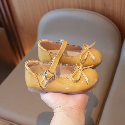 Summer Girl's Princess Shoes Bowknot Round Toe Hook-loop Shallow Cute Daily Kid's Flat Shoe Solid Colors Anti-slip Children Shoe