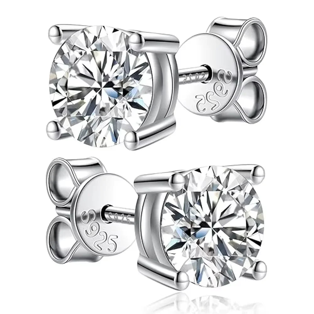 2.0ct Moissanite Earrings for Women Lab Grown Diamond Ear Studs 925 Sterling Silver Fine Jewelry Gift