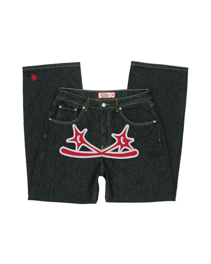 Wide Leg Jeans Y2k 2026 New Trend Fashion Punk Loose Straight Hip Hop Letter Printed Black Pants Men Women Trousers Streetwear