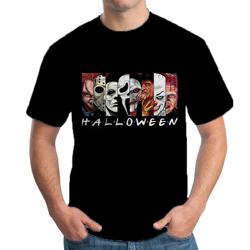 Vintage Halloween Skeleton Graphic T-shirts For Male Harajuku Tees Streetwear Men's Short Sleeve Man Hip Hop T-shirt Loose Top