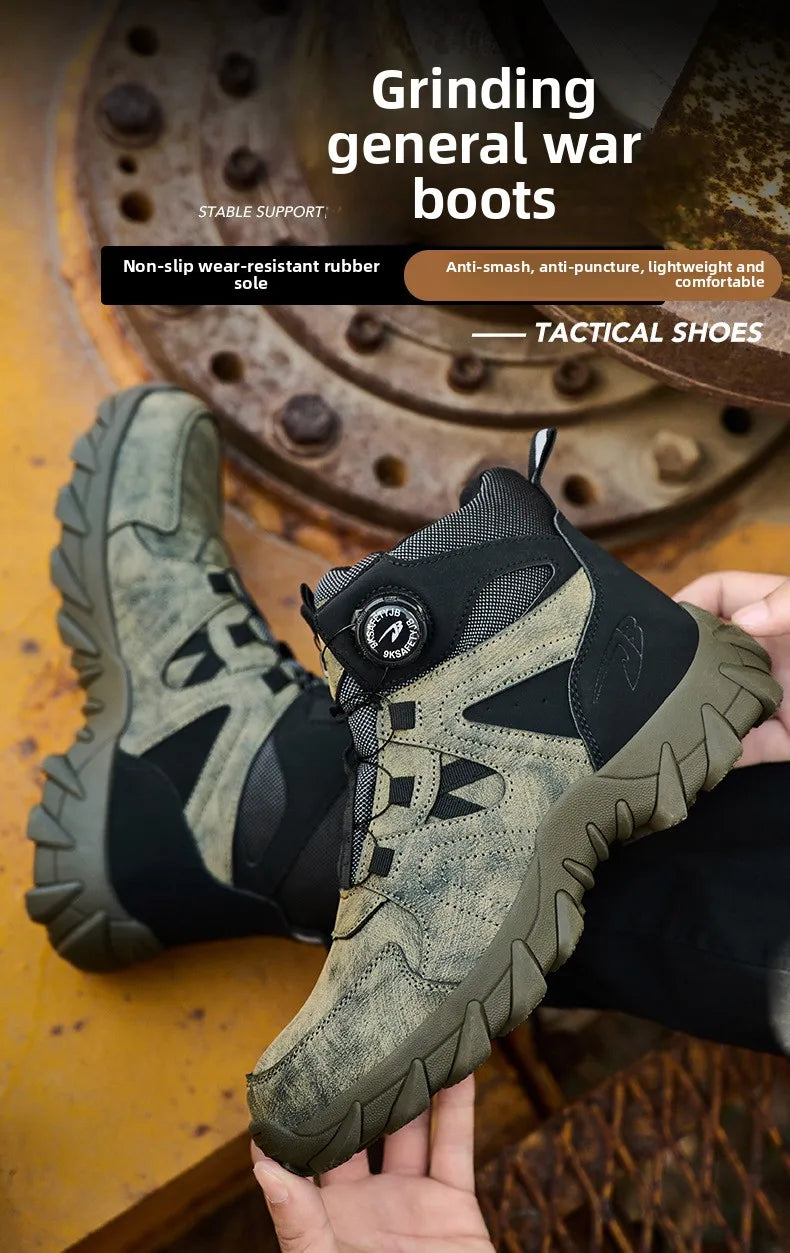 Work Safety Shoes Smash-proof and Puncture-proof Sports Safety Shoes Outdoor Mountaineering Wear-resistant Steel Boots