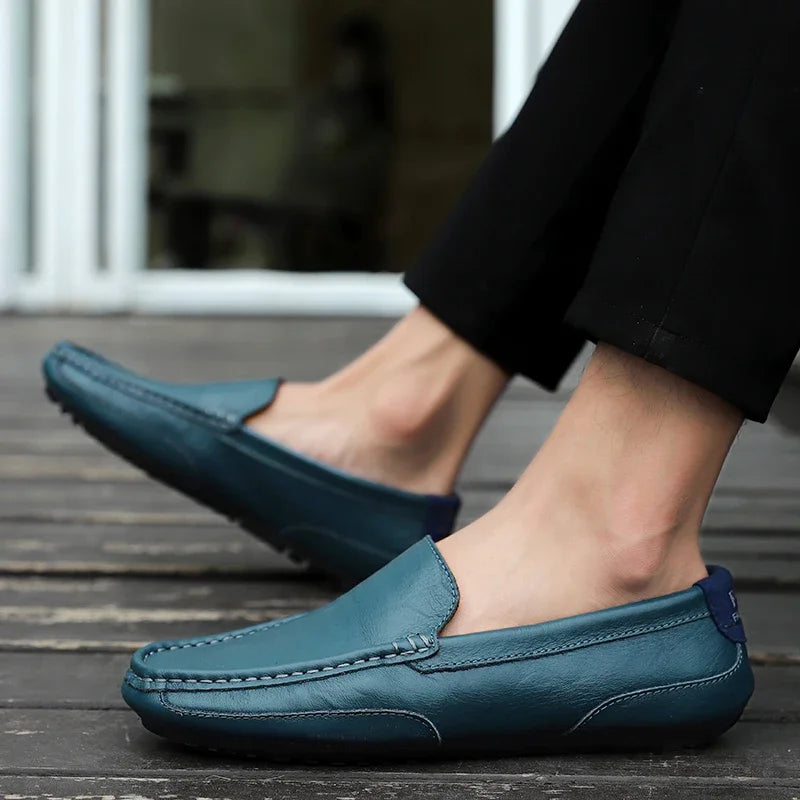 Genuine Leather Breathable Mocasines Casual Loafers Leather Shoes For Men Slip On Formal Italian Driving Flat Chaussure Homme