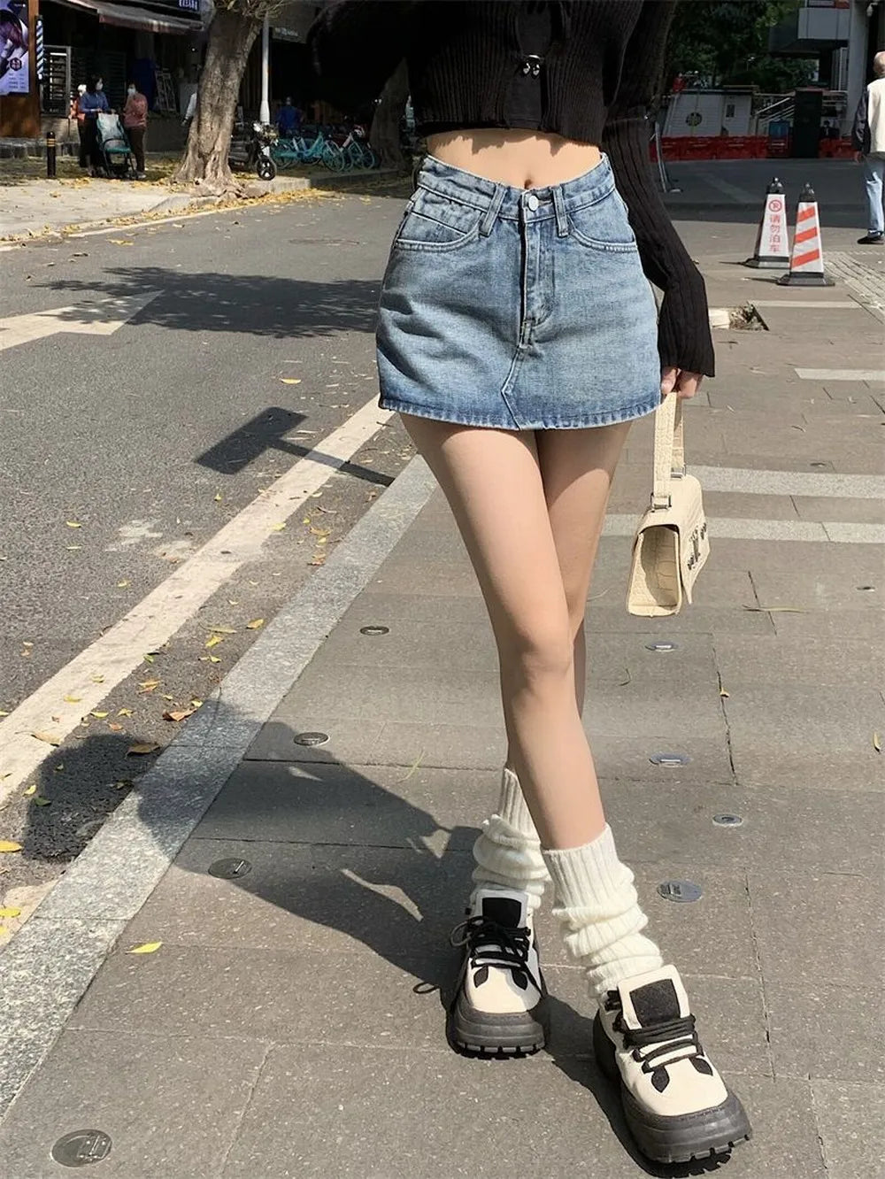 Summer High-Waisted Vintage Women Denim Short Skirt Small New Slim Sexy Korea Fashion Girl Cute Street A-line Mini Jeans Pants