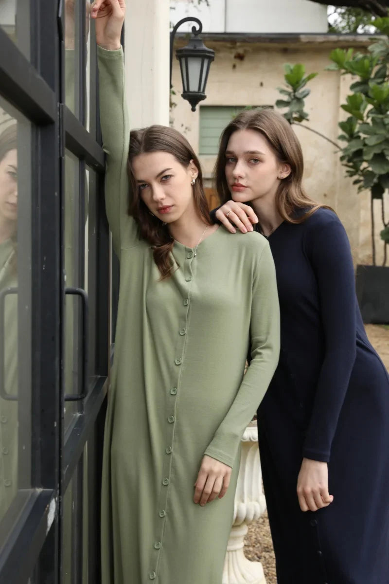 summer woman dress comfortable ribbing maxi button dress  lady clothes