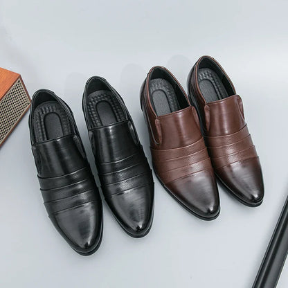 Leather Men's High Heel Dress Shoes British Style Elevator Business Oxford Footwear for Wedding Party Male Increasing Loafers