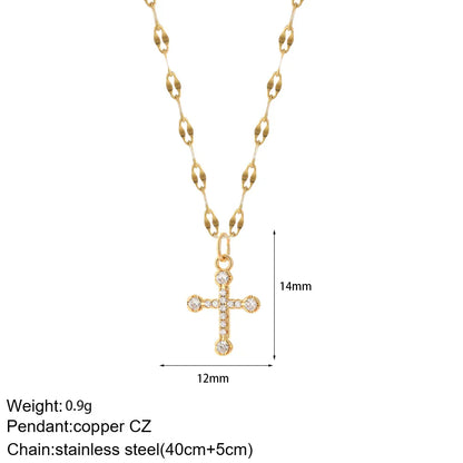 Cross Women's Pendant Collar Gold Color Our Lady Choker Jesus Necklace for Women Long Stainless Steel Chain Amulet Collars