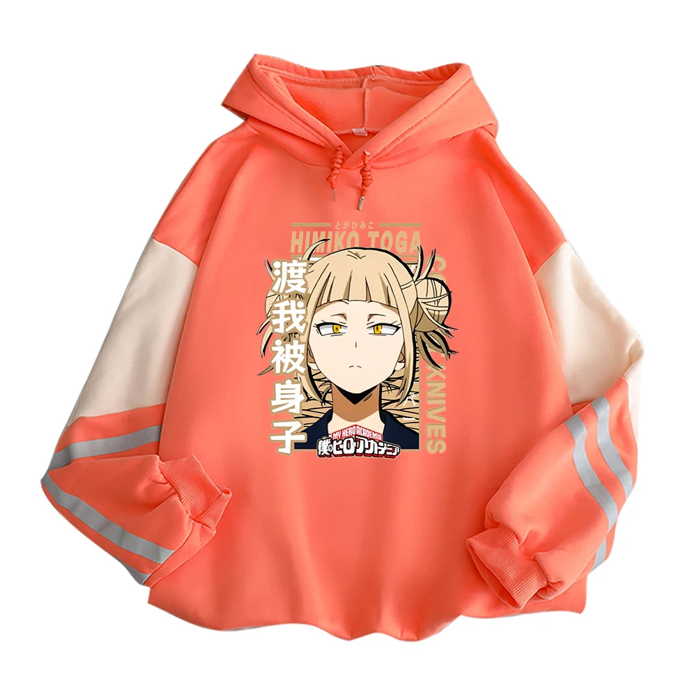My Hero Academia Kawaii Himiko Toga Women Hoodies Printed Aesthetics Head Poster Manga Harajuku Anime Printed Hooded Sweatshirts