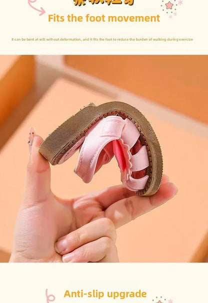 2026 Solid Bow Children's Summer Shoes Cute PVC Beach Non Slip Sandals For Baby Girls Footwear Soft Infant Kids Fashion Sandals