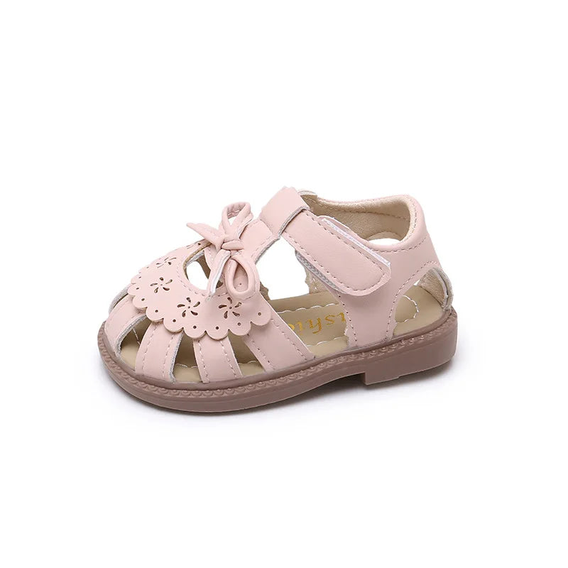 Summer Baby Girls Sandals Cut-Outs Lace Princess Shoes Children Sandals Anti Slip Soft Sole Toddler Kids Beach Shoes Size 15-25