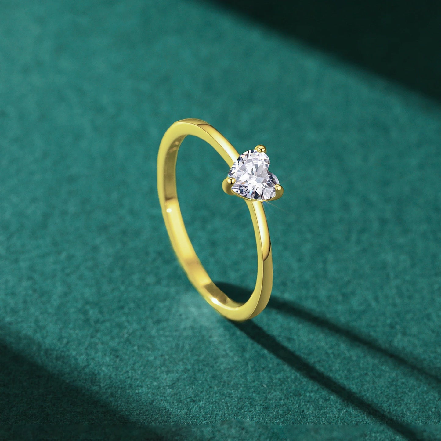 Authentic 925 Sterling Silver Simple Love Heart AAAAA Zirconia Sparkling Finger Ring For Women Female Wedding Jewelry