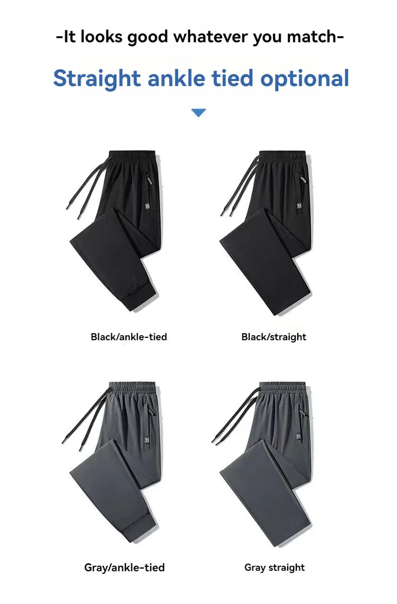 New High-quality Ice Silk Casual Comprehensive Training Pants Two-piece Summer Men's Sweat Absorbing Quick Drying Leggings