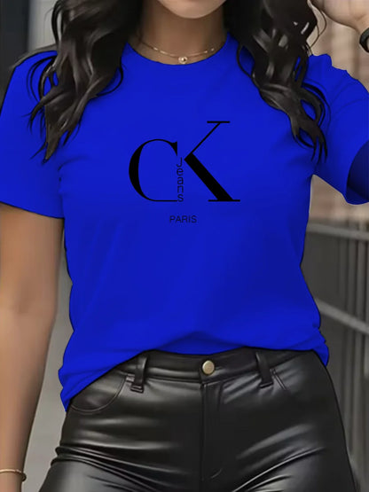 Summer luxury brand fashion cartoon letter print crew collar clothing short sleeve T-shirt  trend women's summer Y2K top