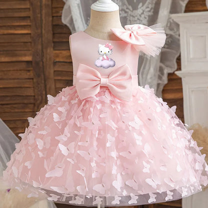 Girl Princess Dress Kid Clothes Party Birthday Outfits Evening Party Tulle Dress Wedding Wear Summer Bowknot Dress