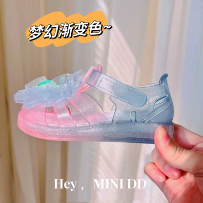 Girls' Princess Sandals 2025 Summer New Children's Jelly Sandals Soft Bottom Closed-toe Anti-collision Baby Kid's Beach Shoes