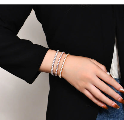 4.0mm 5.0mm DVVS1 Pass Diamond Test Round Cut Moissanite Tennis Bracelet White Gold Plated 925 Silver Jewelry for Women
