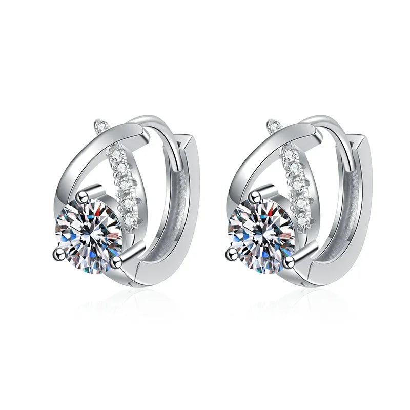 0.5CT 5MM Real Moissanite Hoop Earrings PT950 Platinum Certified Luxury Sparkling Diamond Jewelry for Women