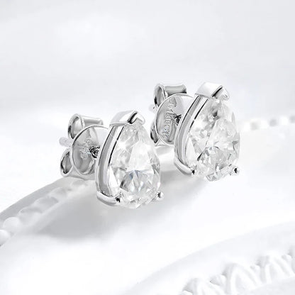 1CT 2CT 4CT Pear Cut Moissanite Stud Earrings for Women Sparkling Solitaire Jewelry 925 Sterling Silver Valentine Gift