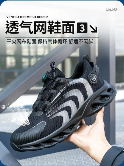 New Safetys Shoe Rotating Button Work Shoes Men Anti-smash Anti-puncture Shoes Fashion Men Sport Shoes Security Protective Boots