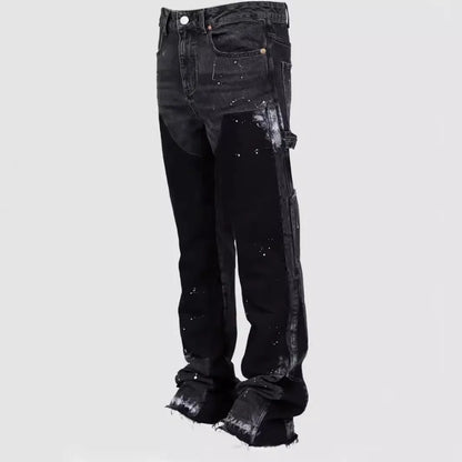 2025 Trendy High Street Brand Men's Jeans Loose Fit Straight Leg Casual Drag Trousers American Style Vintage Vibe Micro Flare