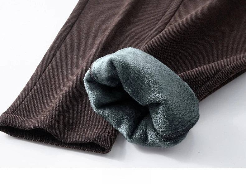 Men's Winter Fleece Elastic Casual Pants Thick Warm Soft Business Stretch Slim Trousers Streetwear Fashion Korean Brand Clothes