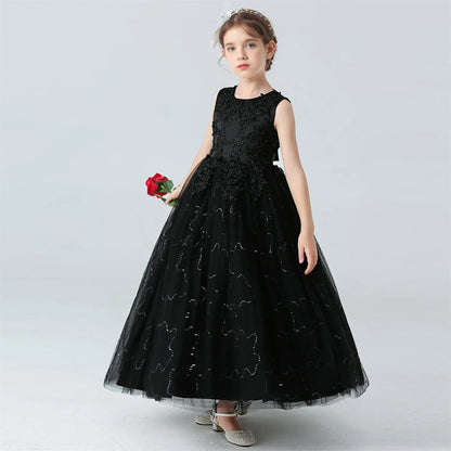 Kids Dresses For Girls Lace Dress Gown Princess Clothes Children Formal Evening Party Flower Girls Wedding Vestidois