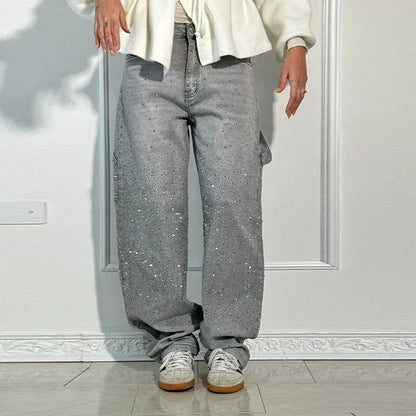 Y2k Street Oversize Loose Shining Female Wide Leg Pants