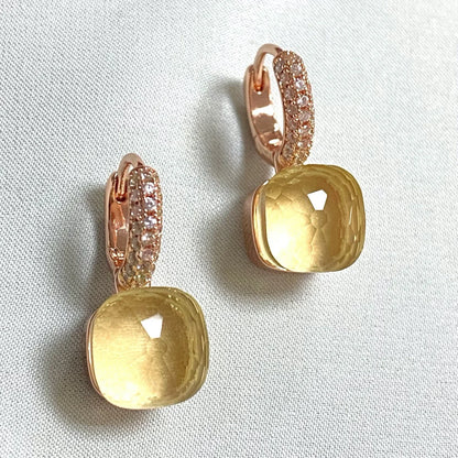 Classic Candy Color Earrings Inlay Transparent Zircon 27Colors Crystal Earrings Rose Gold Plated Fashion Jewelry For Women