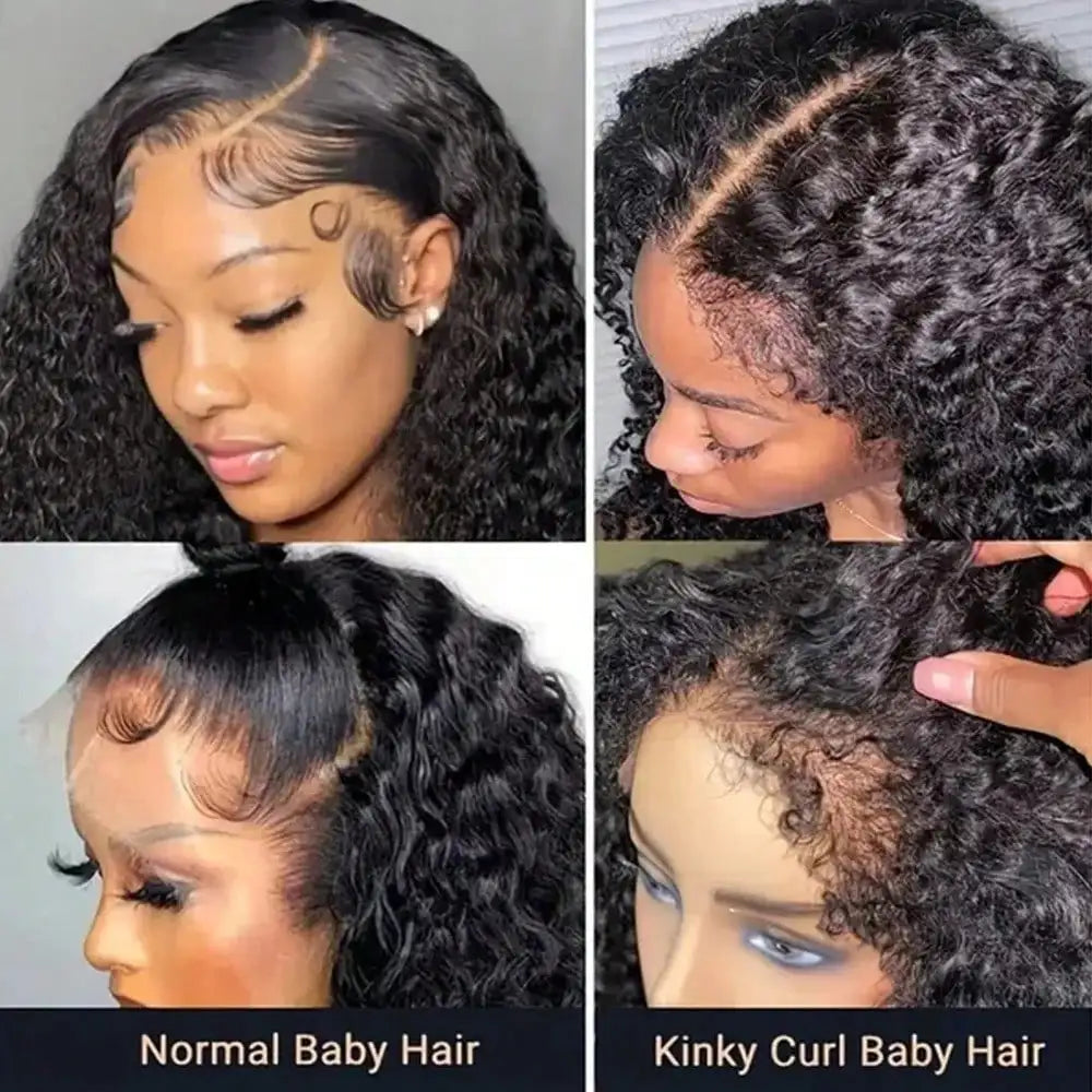 Curly 13x4 HD Swiss Lace Frontal Human Hair Wig Pre Plucked with Natural Full Edges and Baby Hair for Women