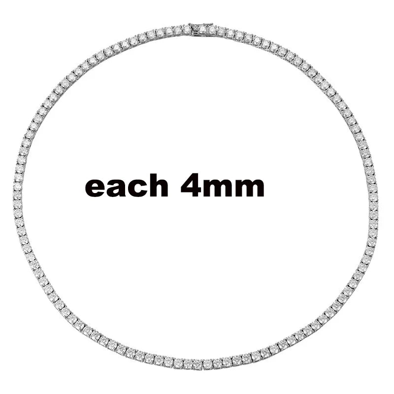 2.5-6.5mm Full Moissanite Tennis Necklace for Women Sparkling Diamond Pendant 925 Sterling Silver Fine Jewelry Gift GRA