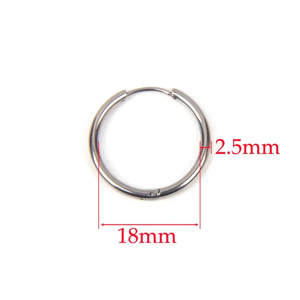 10pcs 316L Stainless Steel Hoop Earrings Women Men Punk Hiphop Circular Ear Buckle Ring Jewelry Gold Color Accessories Wholesale