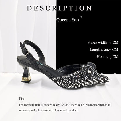 African-Inspired Evening Shoes and Handmade Clutch Set Pointed Toe High-Heel Women's Footwear and Matching Bag