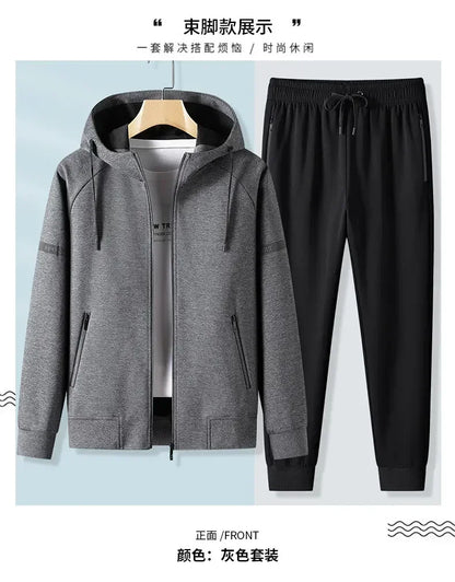 Men Running Sports Tracksuits Hoodies Zipper Outwear Sportwear+Sweatpants Sets Male Workout Sports Outfit Autumn Spring Sets men