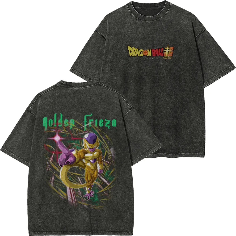Retro Washed T-shirt Wukong Demon Man Buou Pure Cotton Cartoon Men's and Women's Animation Short-sleeved Clothing