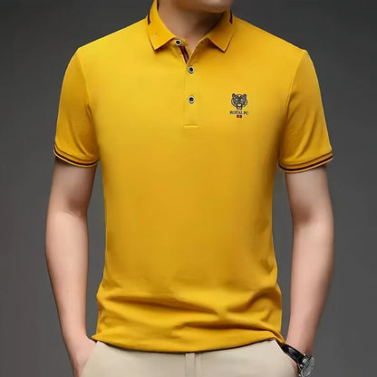 100% Cotton high-End Brand Men's Summer Exquisite Embroidery Short Sleeved Polo Shirt Trend Casual Lapel T-Shirt Men's Clothing