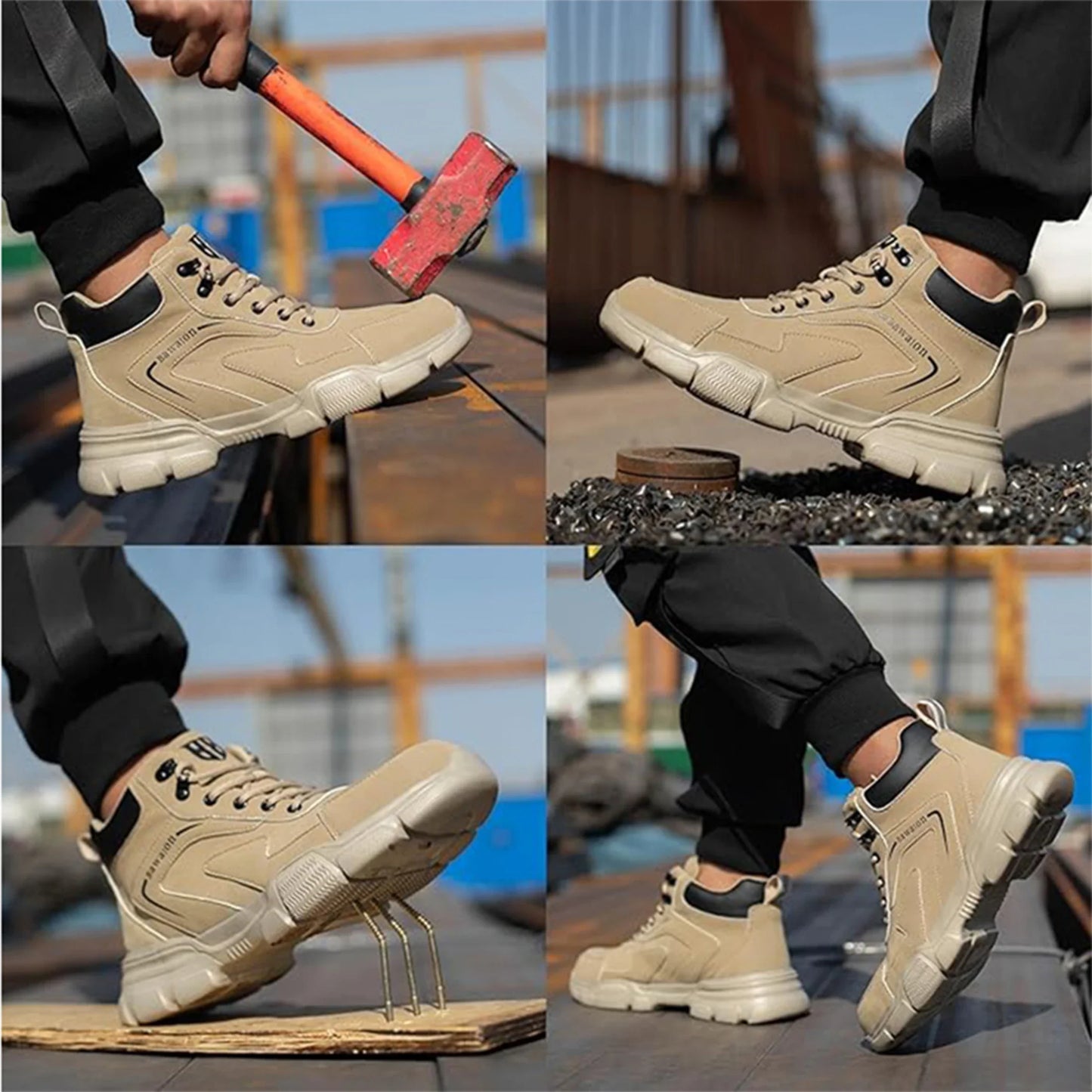 high-top Men Safety Shoes Protection Shoes Anti-Smash Anti-puncture Work Boots Indestructible Shoes Fashion Working Sneakers