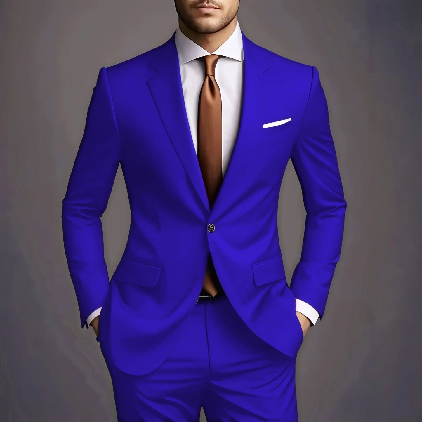 Elegant Men's Suits 2 Piece Set Fashion Korean Casual Slim Fit Social Groom Wedding Tuxedo