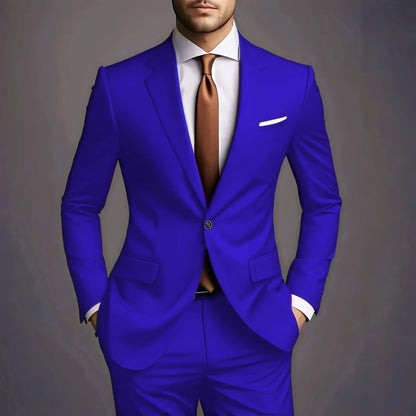Elegant Men's Suits 2 Piece Set Fashion Korean Casual Slim Fit Social Groom Wedding Tuxedo