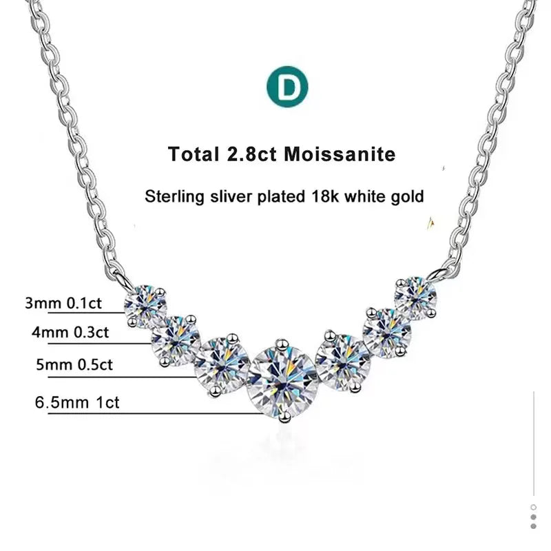Moissanite Necklace for Women Wedding Fine Jewelry with Certificates 925 Sterling Silver Plated 18K White Gold Necklace