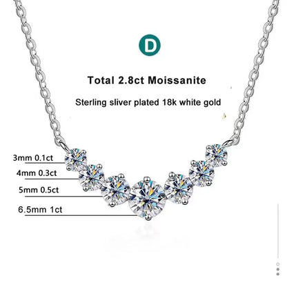 Moissanite Necklace for Women Wedding Fine Jewelry with Certificates 925 Sterling Silver Plated 18K White Gold Necklace