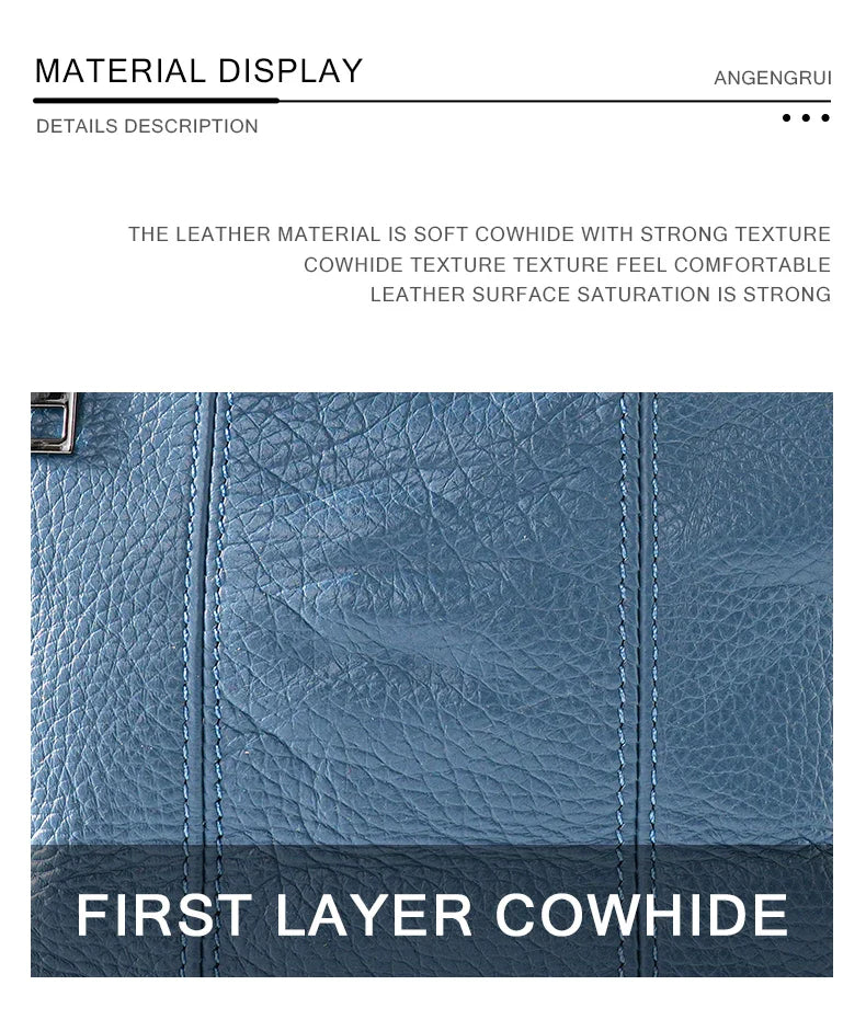 New Genuine Leather Women's Bag Casual One Shoulder Crossbody Bag Multi Pocket Messenger Bag