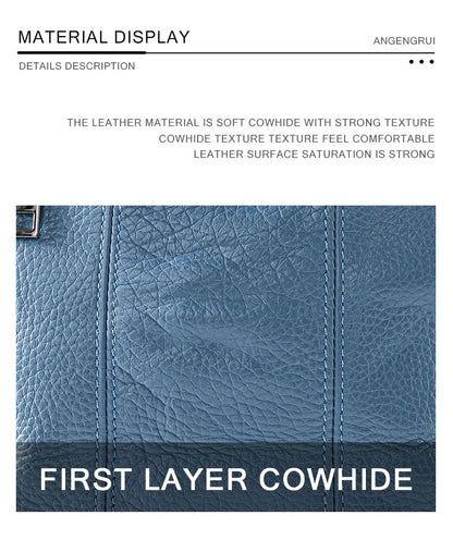 New Genuine Leather Women's Bag Casual One Shoulder Crossbody Bag Multi Pocket Messenger Bag