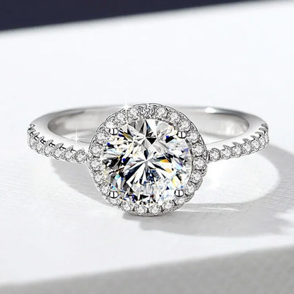 0.3-3CT D Color 100% Real Moissanite Rings for Women Round Sparkling Simulated Diamond Band S925 Sterling Silver Jewelry
