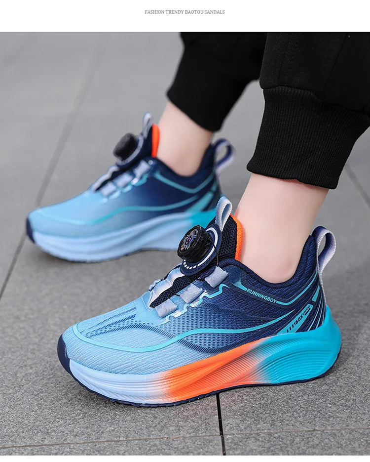 Outdoor Lace-up Boys Girls Knit Jogging Shoes Gym Sneakers Children‘s Basketball Shoes Non-slip Breathable Sports Training Shoes