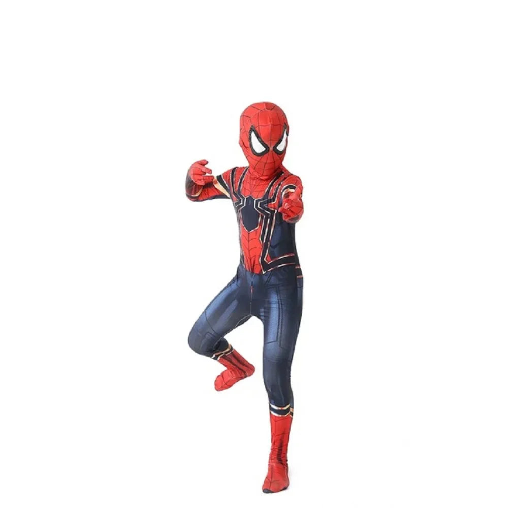 Kids Spiderman Costume Birthday Gift Party Dress Up Spiderman Classic Miles Superhero Kids Cosplay Costume Elasticity Jumpsuit
