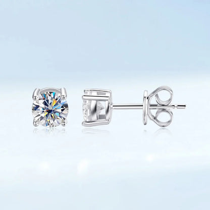 Real 0.2-3CT D Color Moissanite Stud Earrings For Women Party 4 Prong S925 Silver 0.1CT 3mm Pass Diamond Test Earring Gift