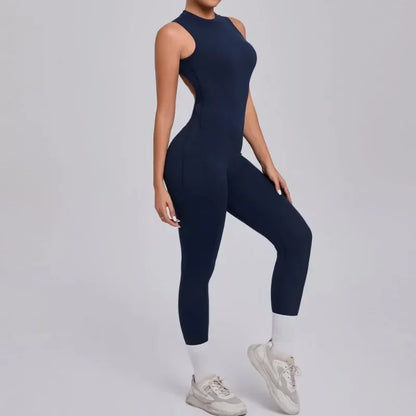 Women's High Elasticity Sports Jumpsuit Yoga Set Fitness Combination Lift Buttocks Bare Back Gym Sexy Romper for Active Women