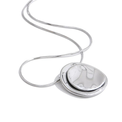 Double Round Pendant Fashion Necklace Water Resistant Metal Stainless Steel Daily Waterproof Jewelry Recommend