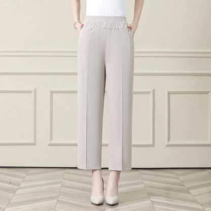Summer New Ice Silk Casual Trousers Thin Sports Loose Trend Straight Quick-drying Mom Trousers