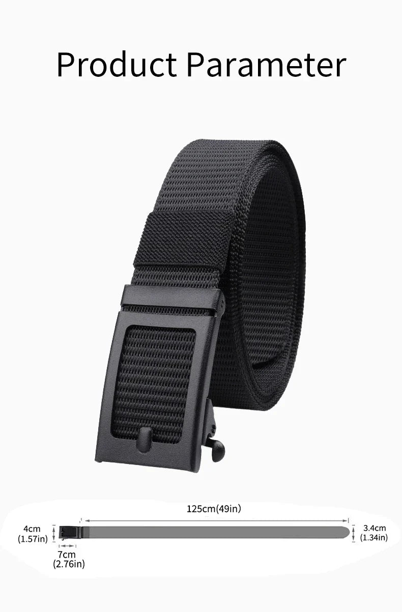 Men's And Women's Toothless Automatic Buckle Belt Military TrainingCanvas Belt New Metal Buckle Young Students' Versatile Belt T